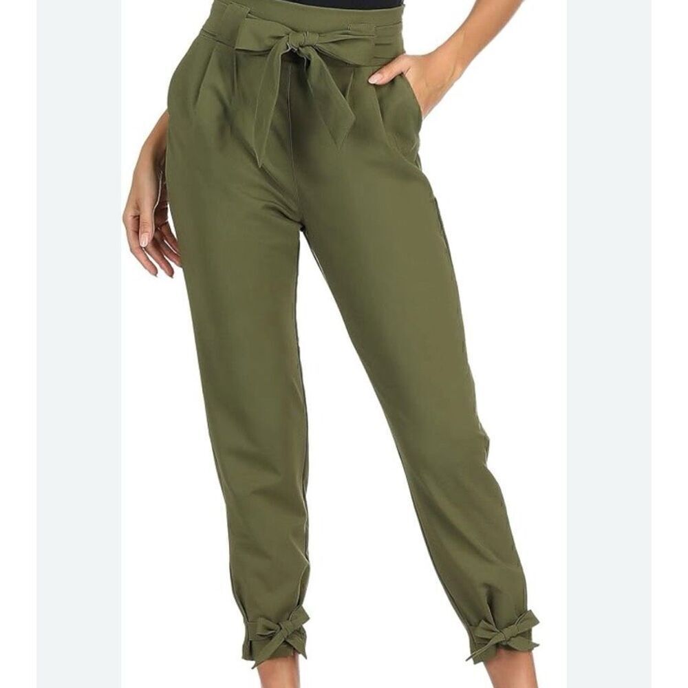 NWT GRACE KARIN High Waist Pencil Pants W/ Bow Accents Size M